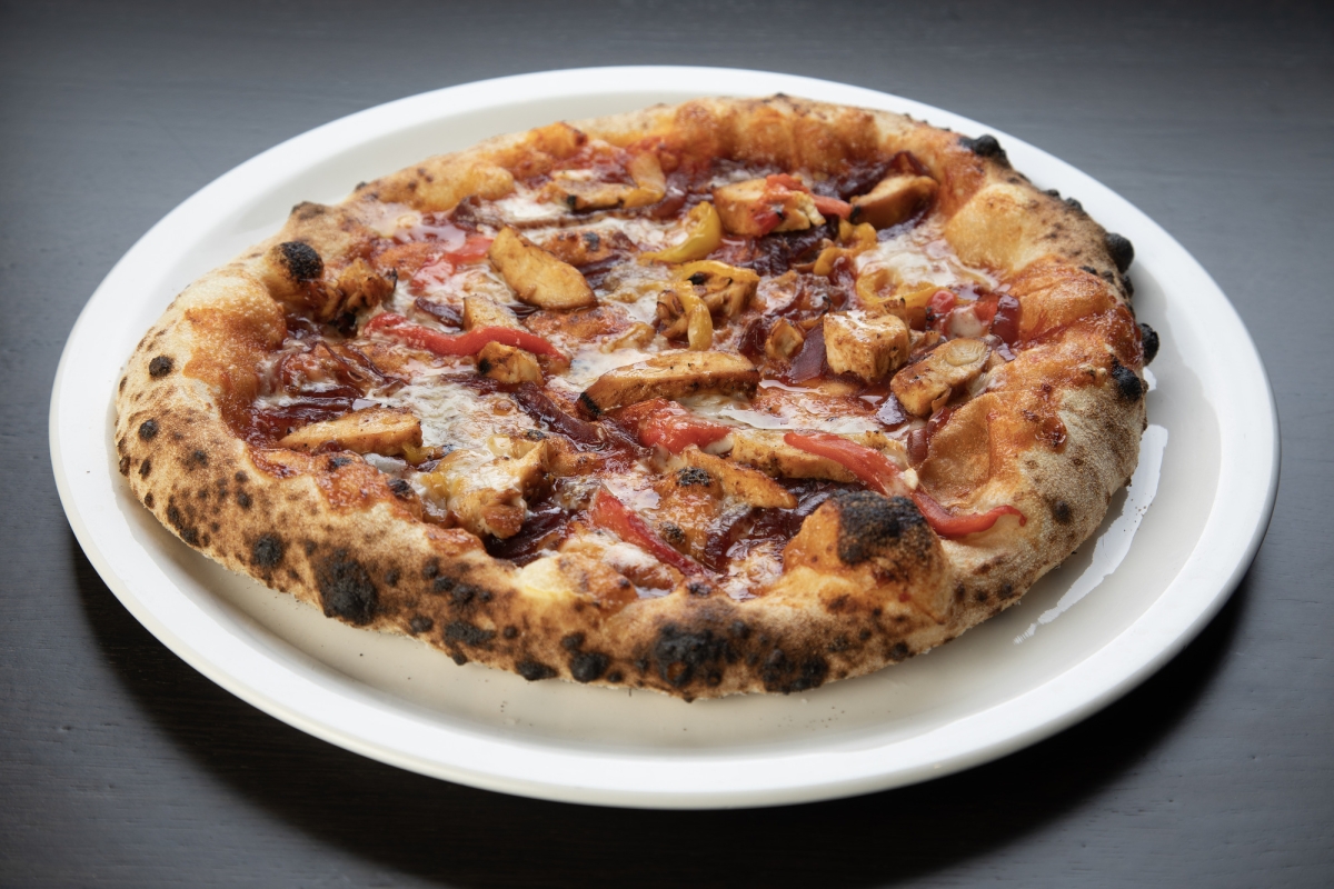 Mouth-watering BBQ chicken pizza from La Vista restaurant.