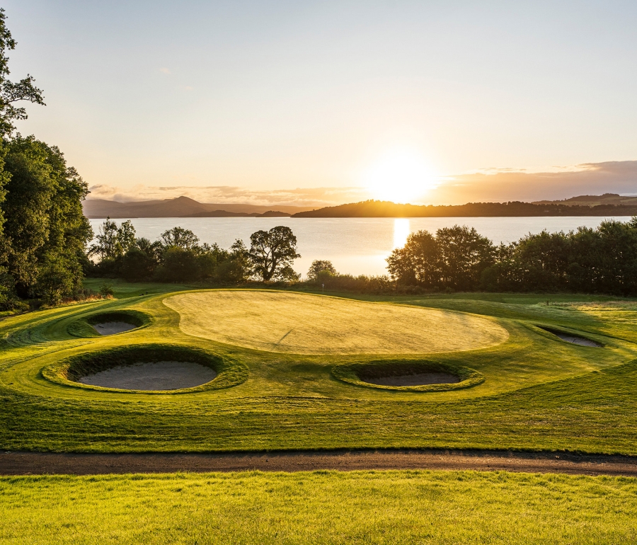 The Carrick hole 14 sands traps sunset