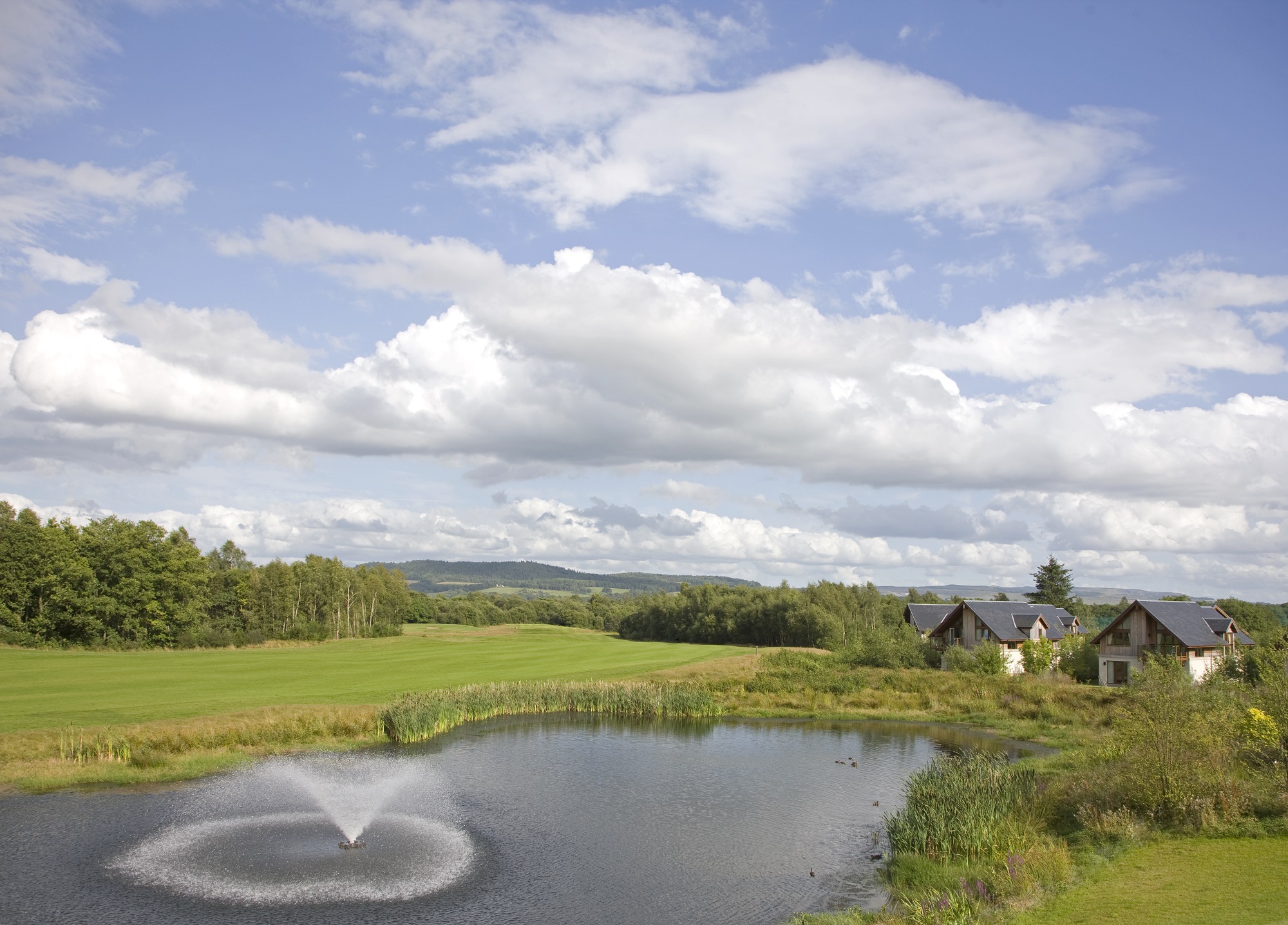 Cameron House Lodges on a pond
