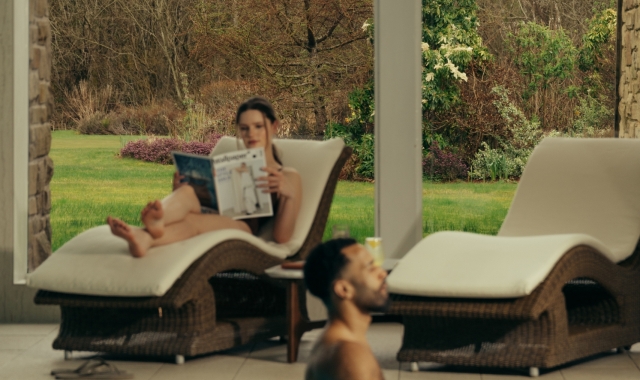 A couple relax in the Spa at The Carrick
